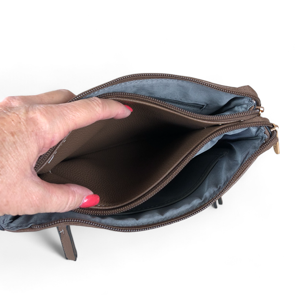 BROWN Cotton Road PU Leather Sling Bag with BRANDED Strap