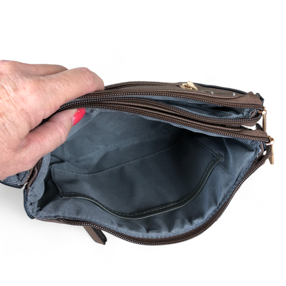 BROWN Cotton Road PU Leather Sling Bag with BRANDED Strap