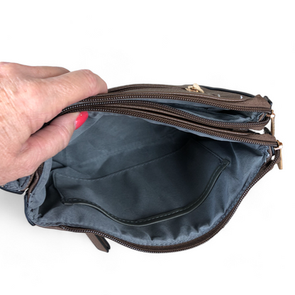 BROWN Cotton Road PU Leather Sling Bag with BRANDED Strap