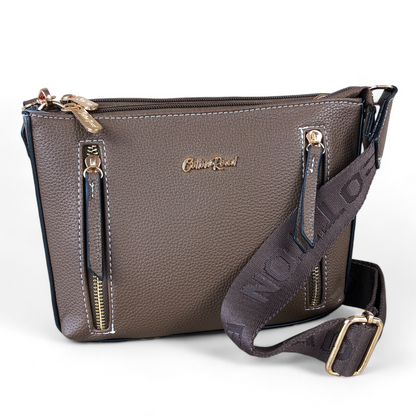 BROWN Cotton Road PU Leather Sling Bag with BRANDED Strap