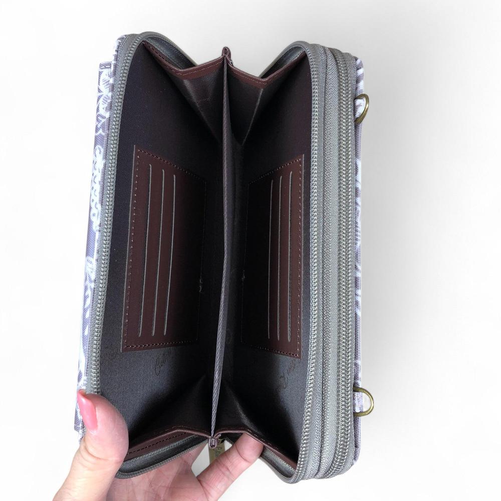 BROWN Cotton Road PVC Cellphone Sling Wallet with PAISLEY Print