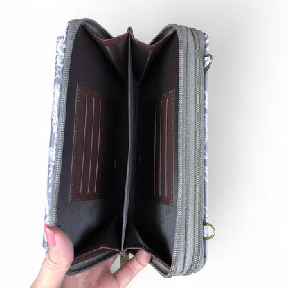 BROWN Cotton Road PVC Cellphone Sling Wallet with PAISLEY Print