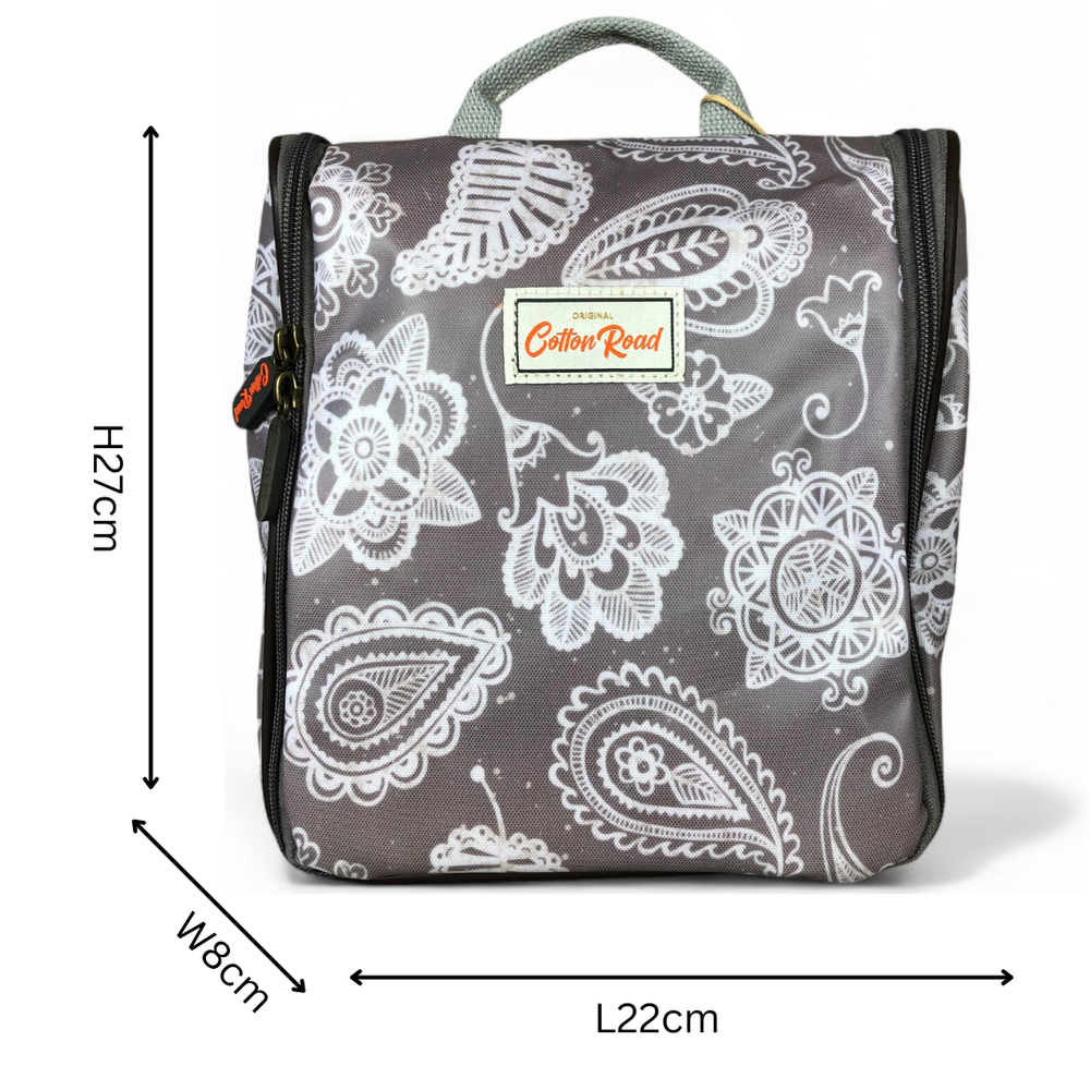 BROWN Cotton Road PVC Hanging Vanity Bag with PAISLEY Print