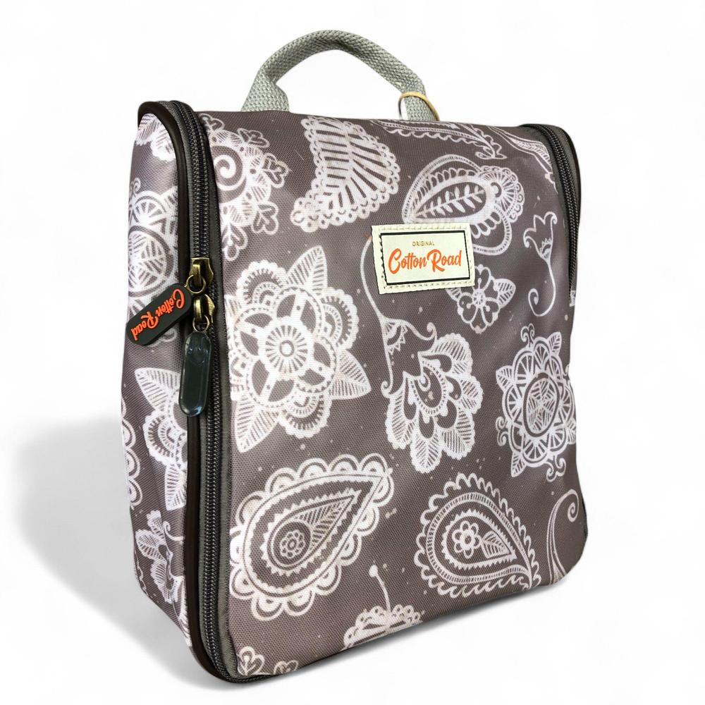 BROWN Cotton Road PVC Hanging Vanity Bag with PAISLEY Print