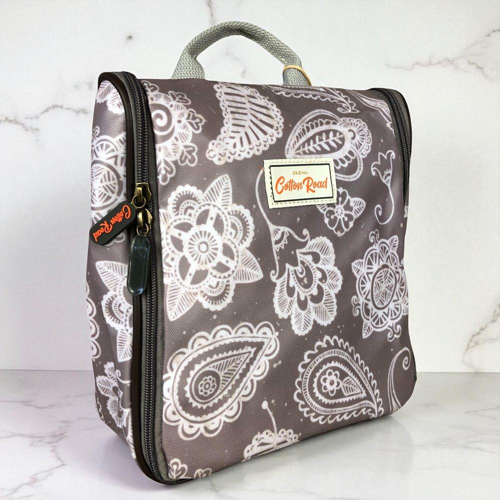 BROWN Cotton Road PVC Hanging Vanity Bag with PAISLEY Print
