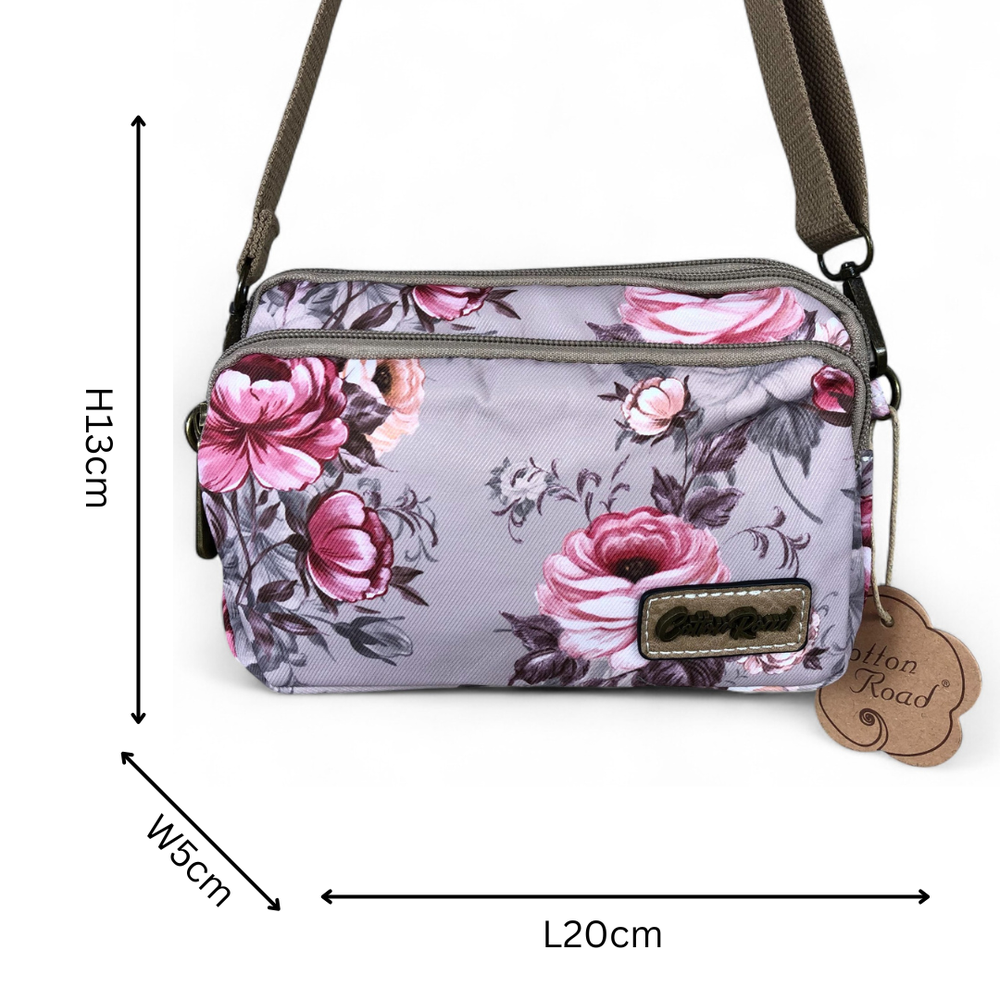 BROWN Floral Cotton Road Canvas Mini Sling Bag