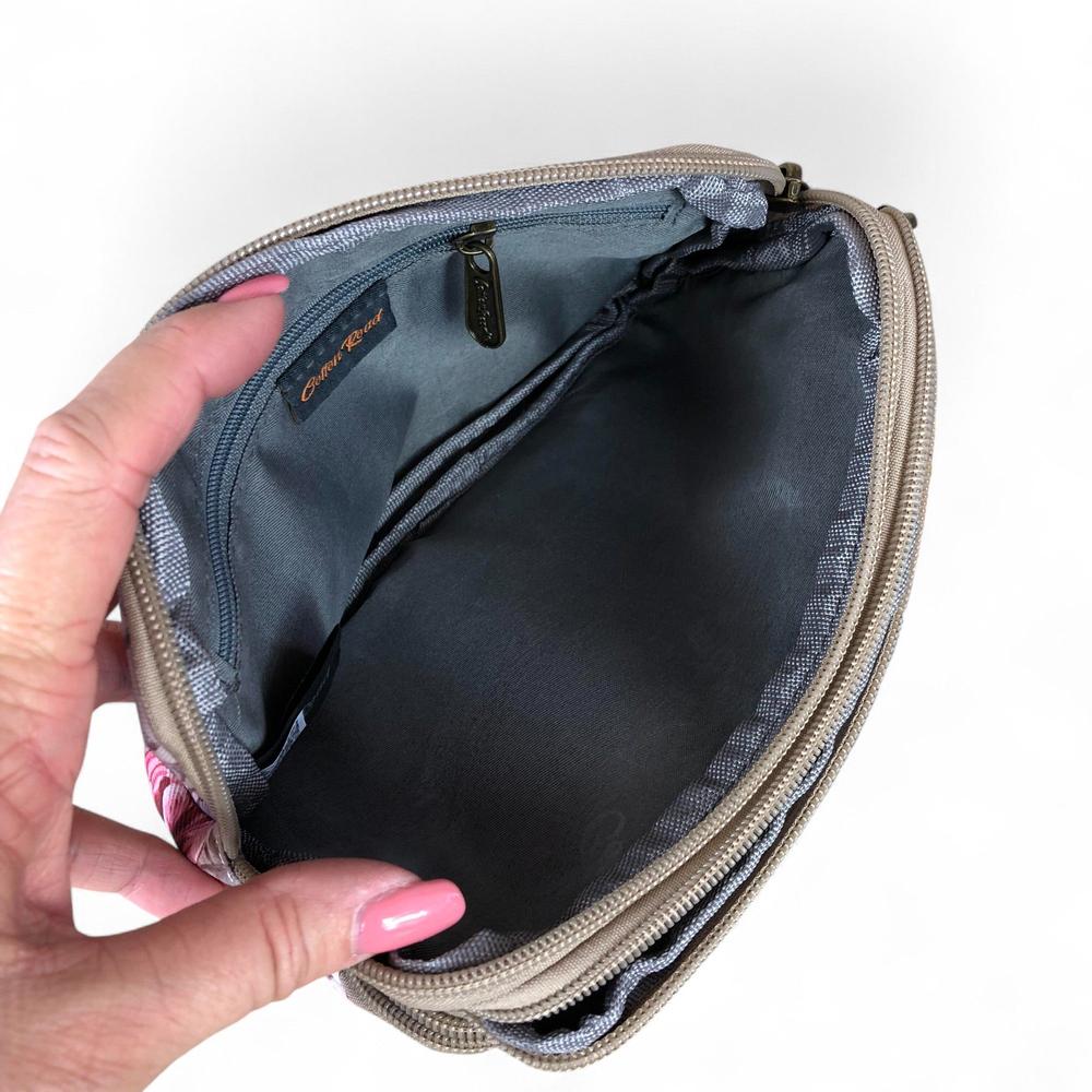 BROWN Floral Cotton Road Canvas Mini Sling Bag