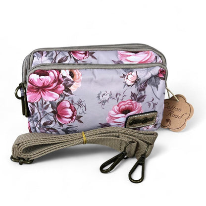 BROWN Floral Cotton Road Canvas Mini Sling Bag