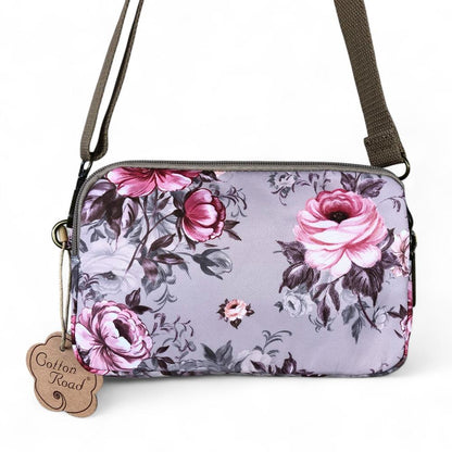 BROWN Floral Cotton Road Canvas Mini Sling Bag