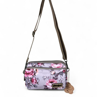 BROWN Floral Cotton Road Canvas Mini Sling Bag
