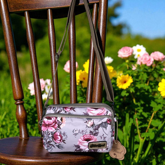 BROWN Floral Cotton Road Canvas Mini Sling Bag