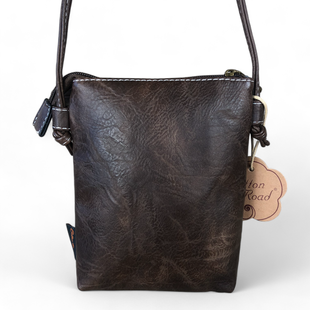 BROWN PU LEATHER Mini Cotton Road Sling Bag with WINDMILL