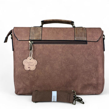 BROWN PU Leather 15'6 Cotton Road Laptop Bag with BUCKLE detailing