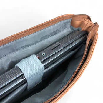 BROWN PU Leather 15'6 Cotton Road Laptop Bag with BUCKLE detailing