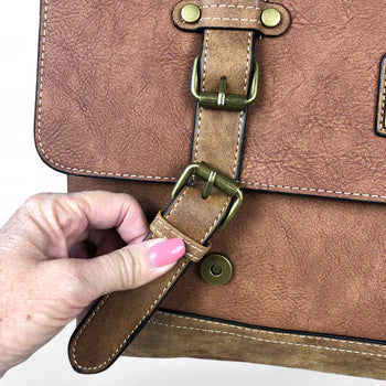 BROWN PU Leather 15'6 Cotton Road Laptop Bag with BUCKLE detailing