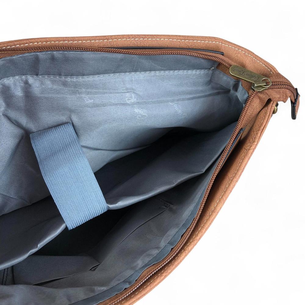 BROWN PU Leather 15'6 Cotton Road Laptop Bag with STRAP detailing