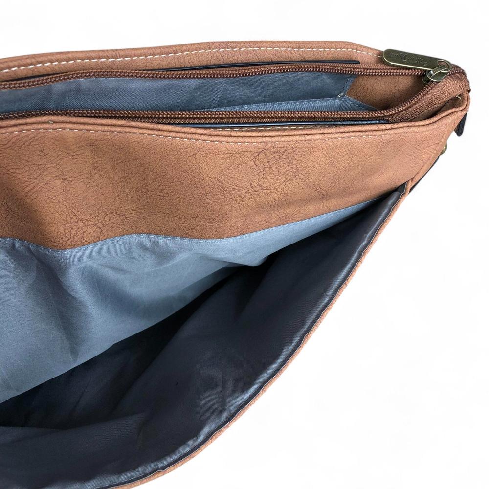 BROWN PU Leather 15'6 Cotton Road Laptop Bag with STRAP detailing