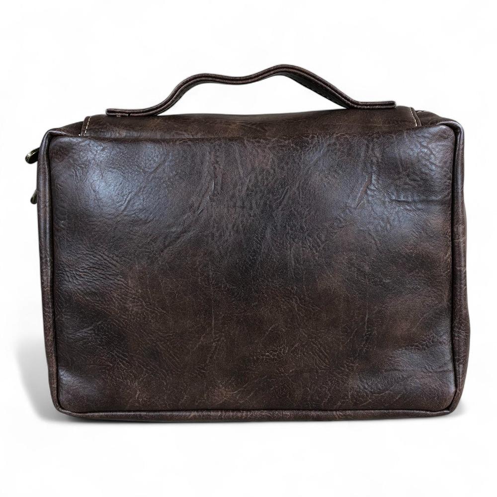 BROWN PU Leather Cotton Road BIBLE Cover Bag