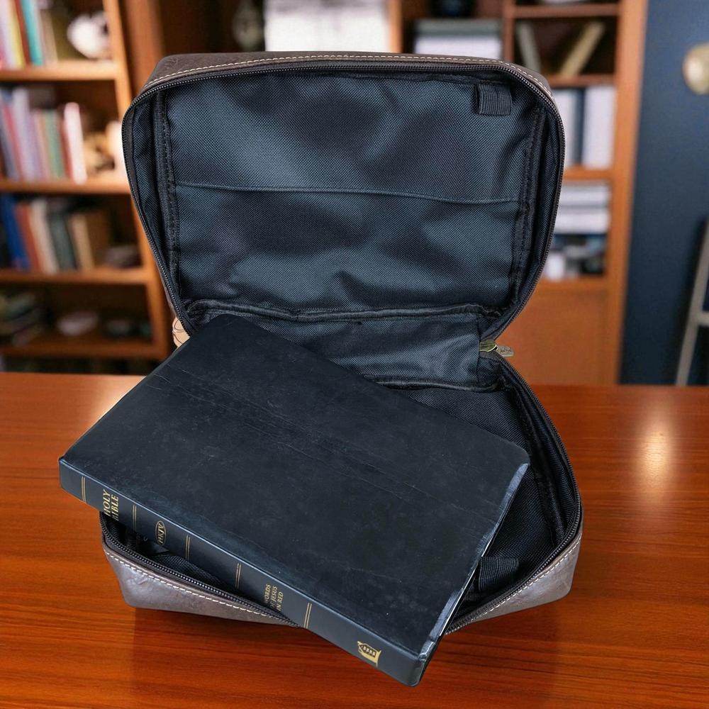 BROWN PU Leather Cotton Road BIBLE Cover Bag