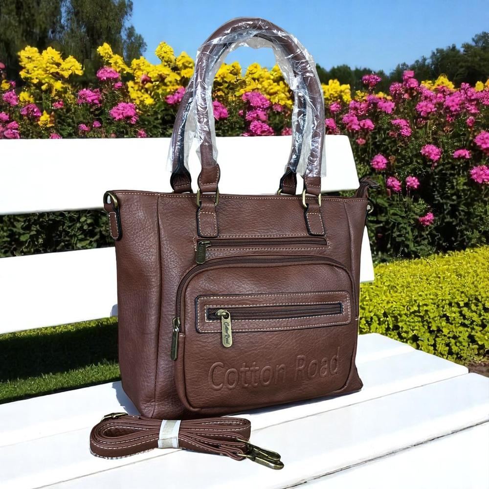 BROWN PU Leather Cotton Road BRANDED Handbag