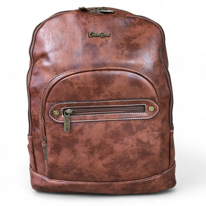 BROWN PU Leather Cotton Road Backpack