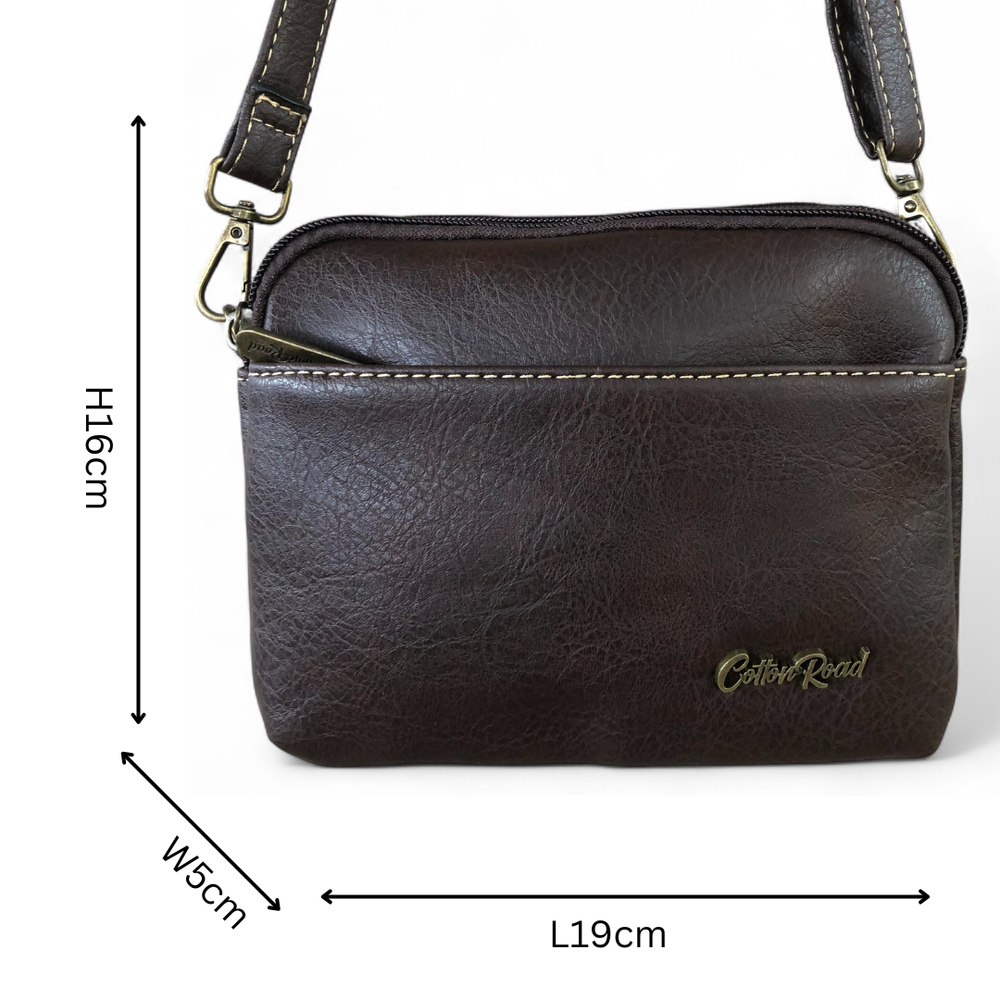 BROWN PU Leather Cotton Road Mini Sling Bag