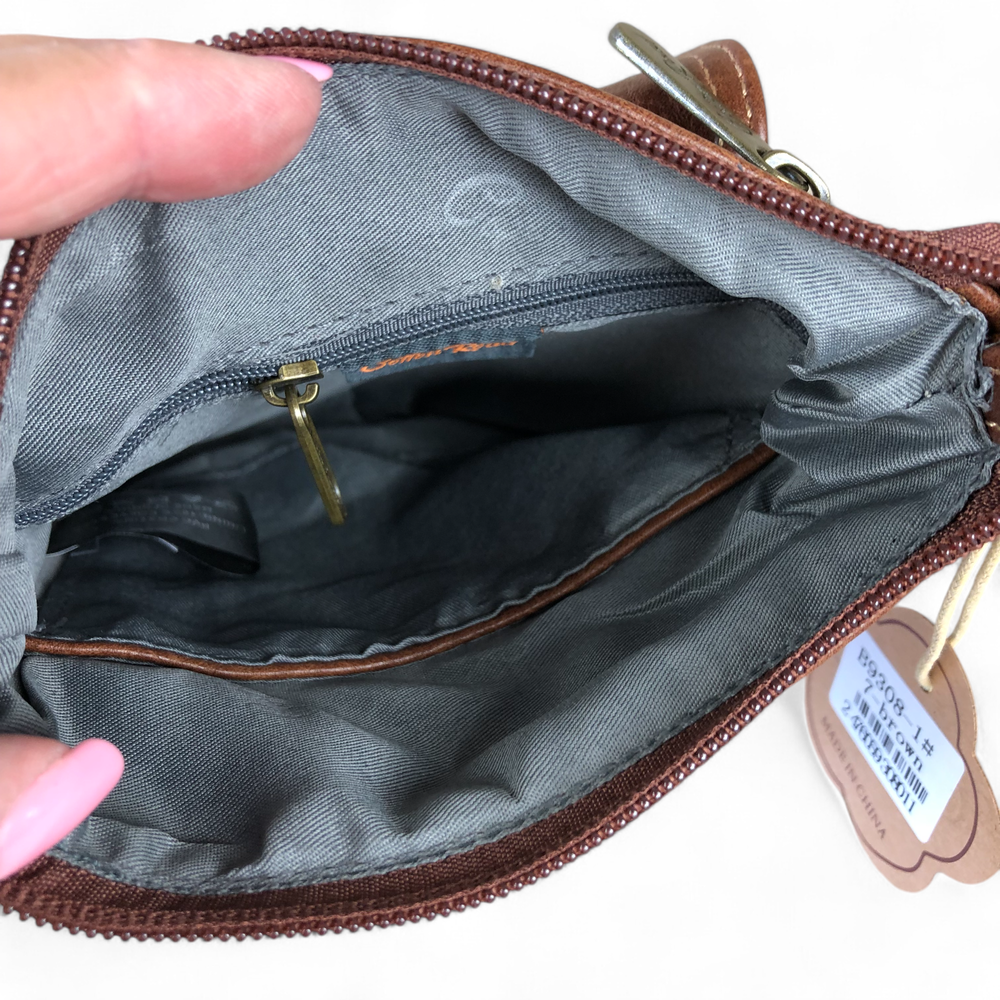 BROWN PU Leather Cotton Road Mini Sling Bag