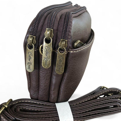 BROWN PU Leather Cotton Road Mini Sling Bag