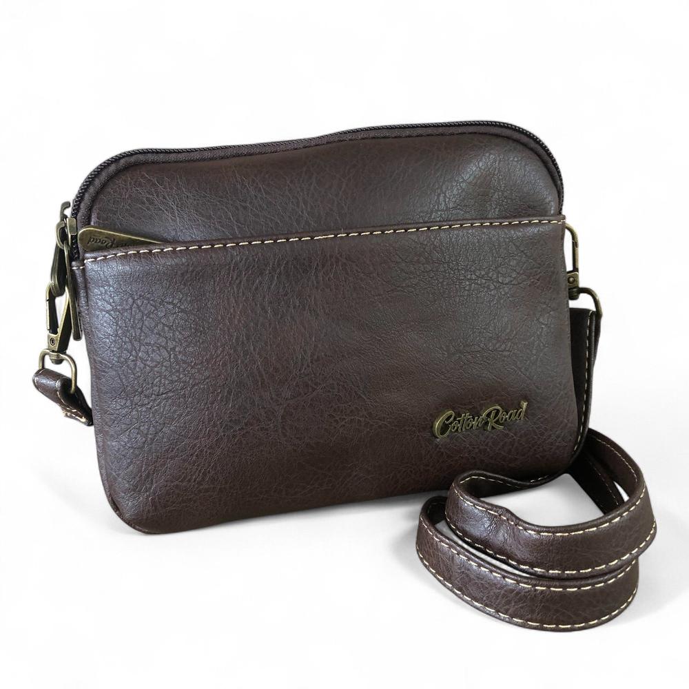 BROWN PU Leather Cotton Road Mini Sling Bag