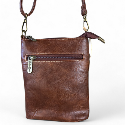 BROWN PU Leather Cotton Road Mini Sling Bag