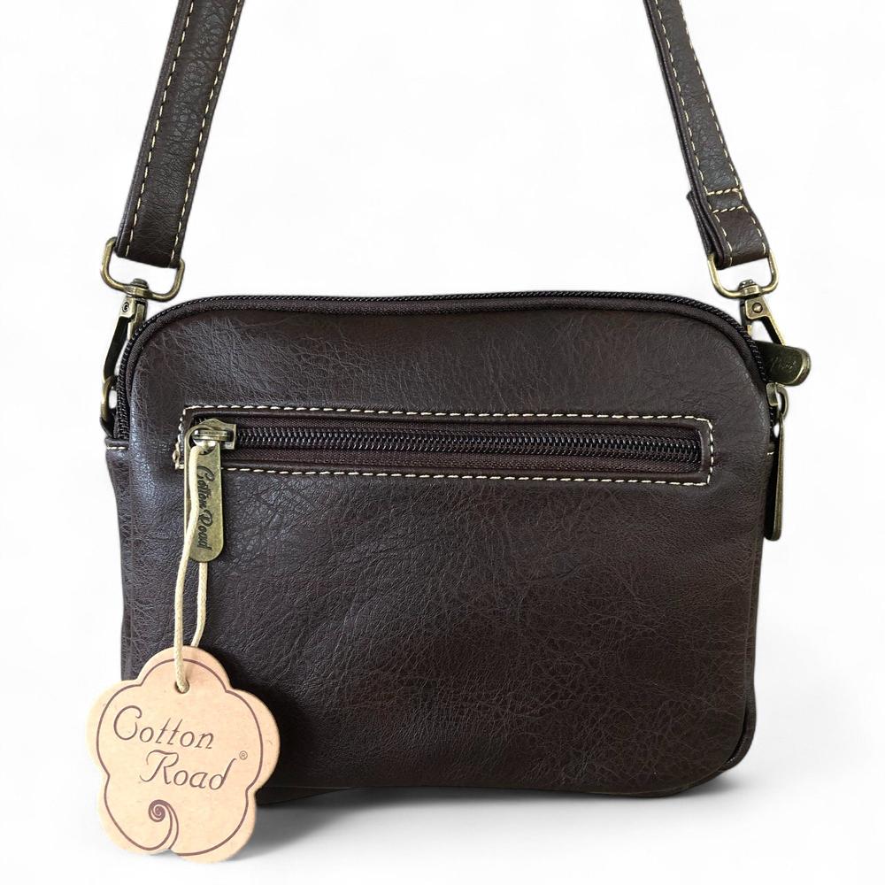BROWN PU Leather Cotton Road Mini Sling Bag