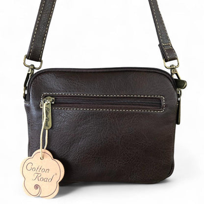 BROWN PU Leather Cotton Road Mini Sling Bag