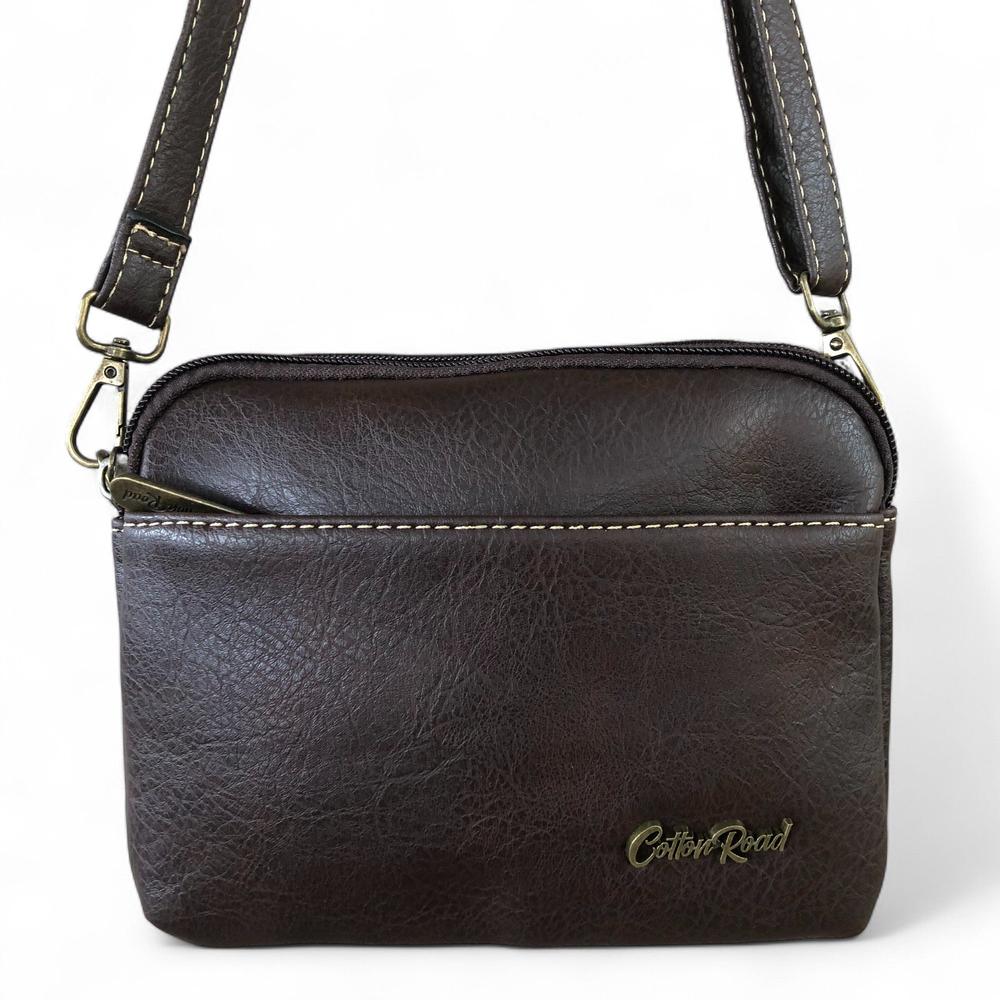 BROWN PU Leather Cotton Road Mini Sling Bag