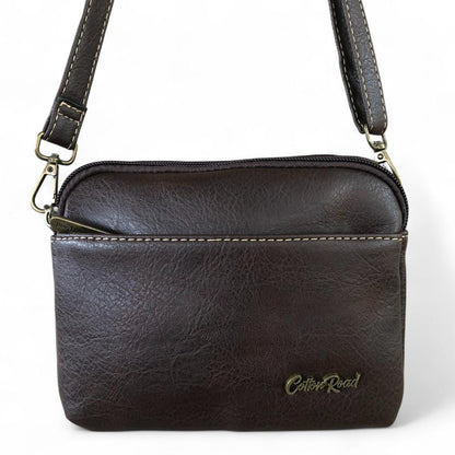 BROWN PU Leather Cotton Road Mini Sling Bag