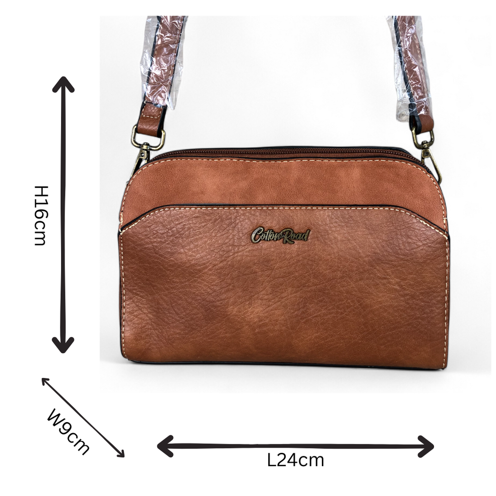 BROWN PU Leather Cotton Road Sling Bag