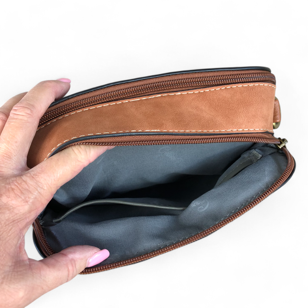 BROWN PU Leather Cotton Road Sling Bag