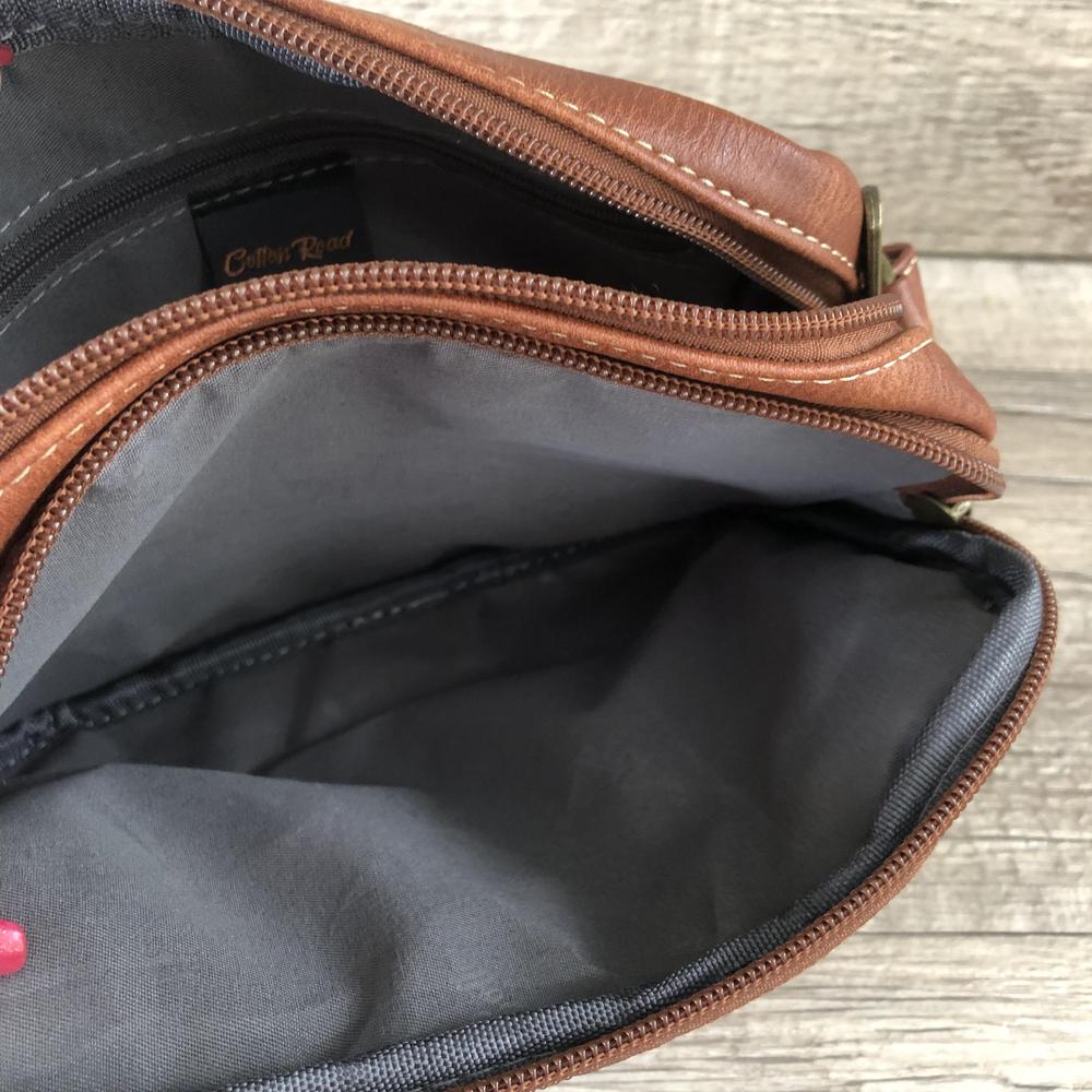 BROWN PU Leather Cotton Road Sling Bag