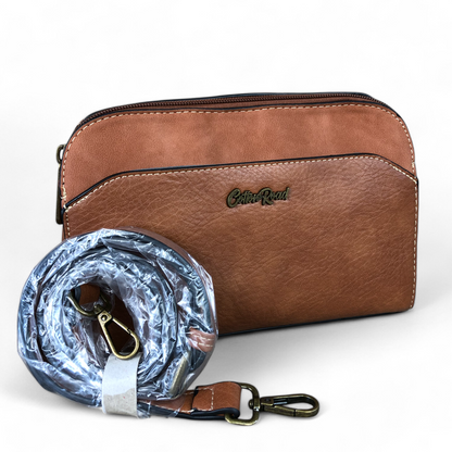 BROWN PU Leather Cotton Road Sling Bag