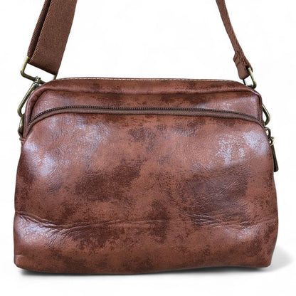BROWN PU Leather Cotton Road Sling Bag