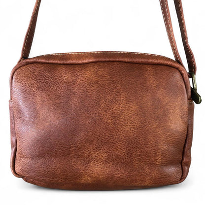 BROWN PU Leather Cotton Road Sling Bag