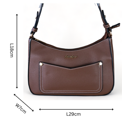 BROWN PU Leather Cotton Road Sling Bag WITH detachable MONEY BAG