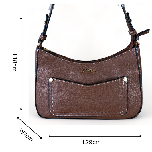 BROWN PU Leather Cotton Road Sling Bag WITH detachable MONEY BAG