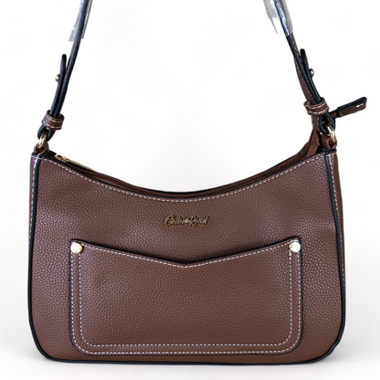 BROWN PU Leather Cotton Road Sling Bag WITH detachable MONEY BAG