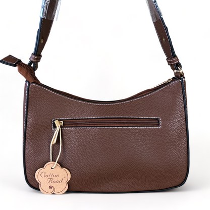 BROWN PU Leather Cotton Road Sling Bag WITH detachable MONEY BAG