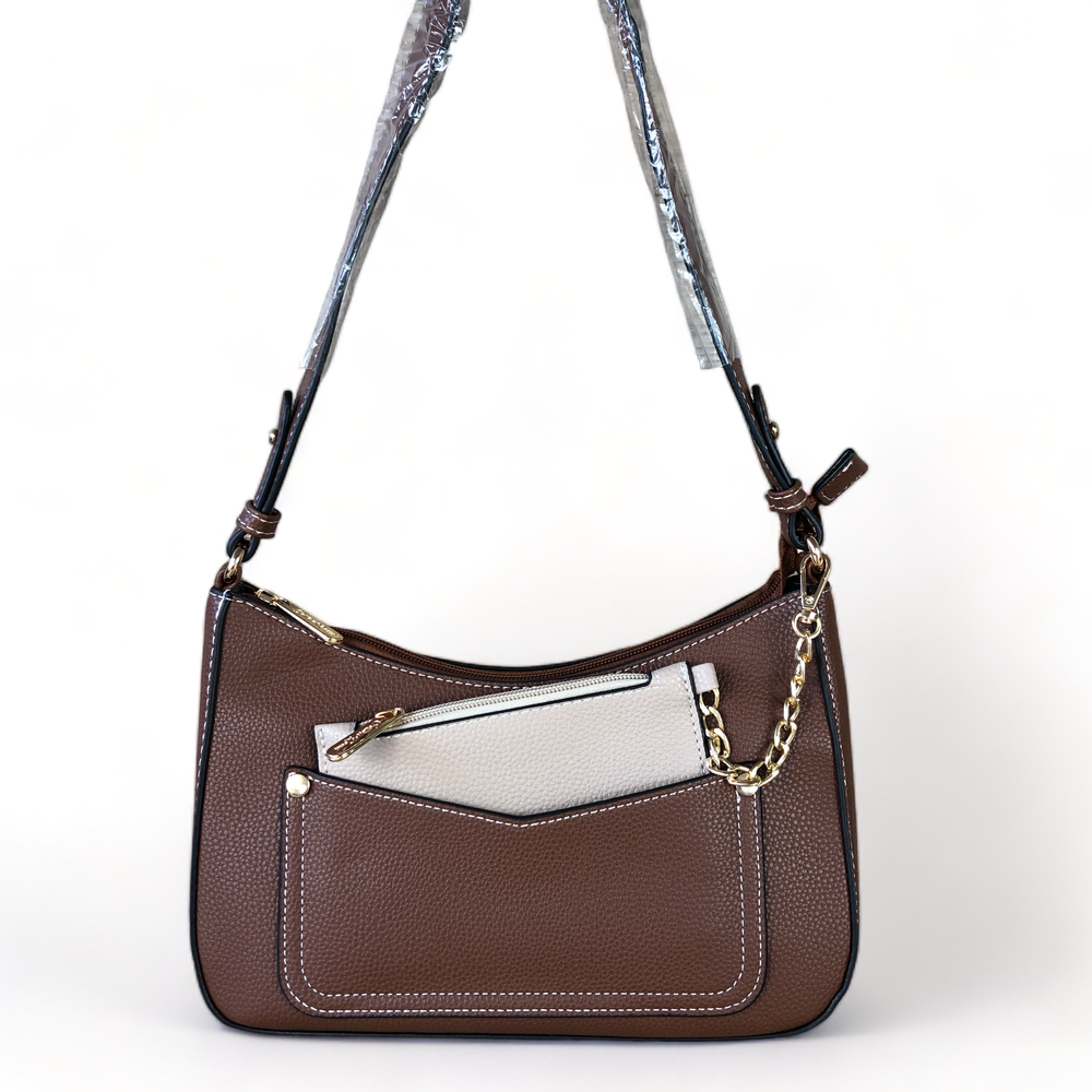 BROWN PU Leather Cotton Road Sling Bag WITH detachable MONEY BAG
