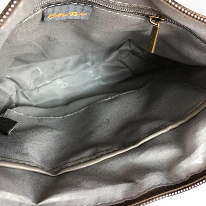 BROWN PU Leather Cotton Road Sling Bag with PROTEA detailing