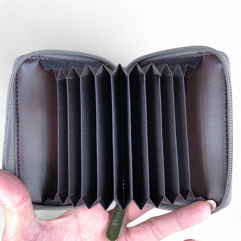 BROWN PVC Cotton Road Card Holder with PROTEA Print