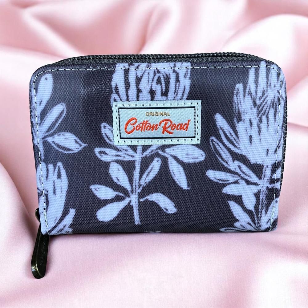 BROWN PVC Cotton Road Card Holder with PROTEA Print