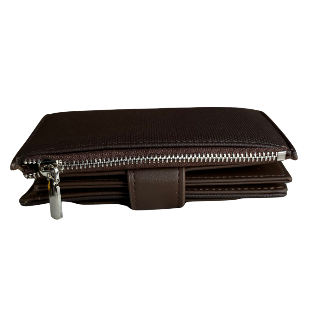 BROWN Soft Canvas Purse with PU Leather Trim SIDE