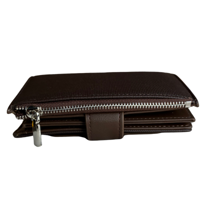 BROWN Soft Canvas Purse with PU Leather Trim SIDE